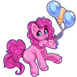 Size: 1200x1200 | Tagged: safe, artist:lizzyrascal, imported from derpibooru, pinkie pie, earth pony, pony, balloon, simple background, transparent background