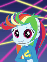 Size: 3000x4000 | Tagged: safe, artist:octosquish7260, imported from derpibooru, rainbow dash, human, equestria girls, parental glideance, adorkable, braces, cute, dashabetes, dork, equestria girls-ified, female, g4, headgear, lights, school photo, solo, wondercolts, younger