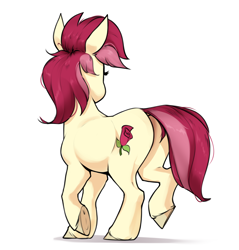 Size: 2180x2280 | Tagged: safe, artist:aquaticvibes, imported from derpibooru, roseluck, earth pony, pony, butt, female, high res, mare, plot, rosebutt, simple background, solo, white background