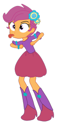 Size: 2900x6000 | Tagged: safe, artist:jadeharmony, imported from derpibooru, scootaloo, human, equestria girls, equestria girls (movie), chicken dance, dancing, fall formal outfits, female, legs, scootachicken, simple background, solo, tongue out, transparent background
