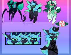 Size: 3000x2337 | Tagged: safe, alternate version, artist:minty--fresh, imported from derpibooru, oc, oc:minty fresh, anthro, changeling, earth pony, monster girl, monster pony, original species, spiderpony, changeling oc, cutie mark, disguise, disguised changeling, heart, heart eyes, reference sheet, wingding eyes