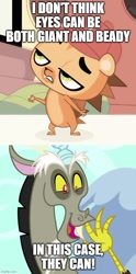 Size: 500x1005 | Tagged: safe, edit, edited screencap, imported from derpibooru, screencap, discord, draconequus, hedgehog, what about discord?, caption, image macro, imgflip, instantly proven wrong, littlest pet shop, russell ferguson, text