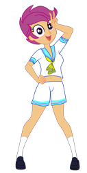 Size: 1900x3745 | Tagged: safe, artist:gmaplay, imported from derpibooru, scootaloo, human, equestria girls, clothes, pretty sailor crew, school uniform, simple background, solo, transparent background