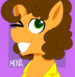 Size: 958x987 | Tagged: safe, artist:dsstoner, imported from derpibooru, cheese sandwich, earth pony, pony, bust, heart, heart eyes, male, one eye closed, portrait, smiling, solo, stallion, wingding eyes, wink