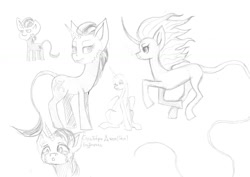 Size: 1200x848 | Tagged: safe, imported from derpibooru, oc, oc:strawberry jam, pony, unicorn, curved horn, horn, leonine tail, sketch, tail