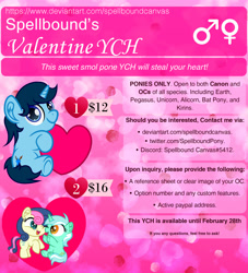 Size: 1818x2000 | Tagged: safe, artist:spellboundcanvas, imported from derpibooru, bon bon, lyra heartstrings, sweetie drops, commission, cute, hearts and hooves day, holiday, smol, valentine's day, your character here
