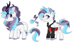 Size: 5946x3498 | Tagged: safe, artist:crazysketch101, imported from derpibooru, oc, oc only, oc:cobalt shade, earth pony, kirin, pony, music notes, simple background, solo, transparent background