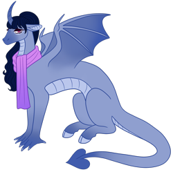 Size: 2182x2169 | Tagged: safe, artist:s0ftserve, imported from derpibooru, oc, oc only, dracony, dragon, hybrid, clothes, cloven hooves, magical lesbian spawn, offspring, parent:princess ember, parent:rarity, parents:emberity, scarf, simple background, solo, transparent background