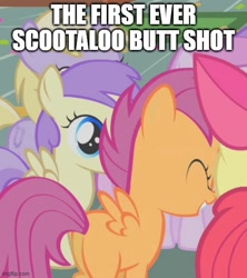 Size: 500x562 | Tagged: safe, imported from derpibooru, scootaloo, call of the cutie, butt, plot, scootabutt