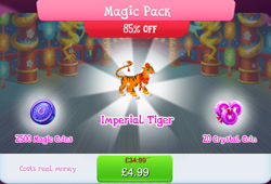 Size: 1267x860 | Tagged: safe, imported from derpibooru, big cat, tiger, bundle, clothes, costs real money, english, gameloft, hat, lunar new year, magic coins, mobile game, my little pony: magic princess, numbers, official, sale, scarf, solo, solo focus, text, whiskers