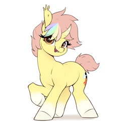 Size: 2380x2380 | Tagged: safe, artist:aquaticvibes, imported from derpibooru, oc, oc only, oc:ponkus, bat pony, bat pony unicorn, hybrid, pony, unicorn, :d, commission, curved horn, cute, eye clipping through hair, fangs, female, freckles, high res, horn, looking at you, mare, ocbetes, open mouth, open smile, ponysona, raised hoof, shadow, short hair, short tail, simple background, smiling, smiling at you, solo, tail, white background