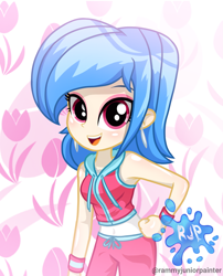 Size: 2015x2490 | Tagged: safe, artist:rjp.rammy, imported from derpibooru, oc, oc:rachel white, human, equestria girls, bare shoulders, clothes, female, light skin, pants, sleeveless, solo, vest