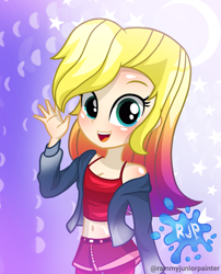 Size: 2015x2490 | Tagged: safe, artist:rjp.rammy, imported from derpibooru, oc, oc:angelina moonlight, human, equestria girls, belly, clothes, female, jacket, light skin, midriff, solo