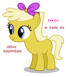 Size: 3548x4096 | Tagged: artist needed, safe, imported from derpibooru, earth pony, pony, art style, blue eyes, chloe carmichael, digital art, drawing, female, filly, foal, g4, ponified, ribbon, simple background, solo, the fairly oddparents, transparent background