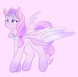 Size: 1675x1640 | Tagged: safe, artist:mscolorsplash, imported from derpibooru, pegasus, pony, abstract background, barbie, barbie and the magic of pegasus, bretta, crossover, female, jewelry, mare, tiara