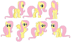 Size: 7677x4583 | Tagged: safe, artist:culu-bluebeaver, imported from derpibooru, fluttershy, pegasus, pony, cartoon, digital, digital art, fanart, png, reference, reference sheet, simple background, smiling, transparent background, vector, vector trace, wings