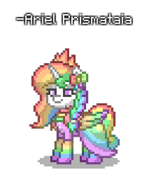 Size: 213x252 | Tagged: safe, artist:dematrix, imported from derpibooru, oc, oc only, oc:ariel prismataia, alicorn, pony, pony town, clothes, colorful, dork, dress, female, mare, simple background, solo, transparent background