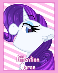 Size: 1200x1500 | Tagged: safe, artist:lbrcloud, imported from derpibooru, pony, unicorn, badge, bust, female, mare, portrait, rar, solo, striped background