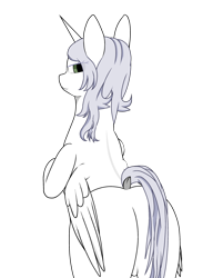 Size: 2000x2600 | Tagged: artist needed, source needed, safe, imported from derpibooru, oc, oc only, oc:κασσάνδρα, alicorn, pony, alicorn oc, butt, featureless crotch, horn, plot, simple background, solo, transparent background, wings