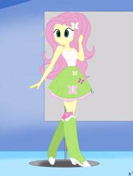 Size: 2448x3264 | Tagged: safe, artist:diegosagiro, imported from derpibooru, fluttershy, human, equestria girls, boots, high heel boots, inanimate tf, mannequin, mannequin tf, price tag, shoes, solo, transformation