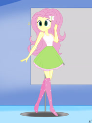 Size: 2448x3264 | Tagged: safe, artist:diegosagiro, imported from derpibooru, fluttershy, human, equestria girls, clothes, inanimate tf, mannequin, mannequin tf, price tag, socks, solo, stocking feet, transformation