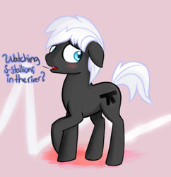 Size: 500x516 | Tagged: safe, artist:cottonsulk, imported from derpibooru, oc, oc only, oc:patience, earth pony, pony, blushing, crossed hooves, ears back, looking away, male, nervous, pi, shy, solo, stallion