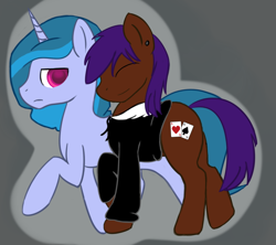 Size: 718x637 | Tagged: safe, artist:imluckybreak, imported from derpibooru, oc, oc only, oc:beryl, oc:lucky break, pony, unicorn, duo, gay, male, shipping, stallion