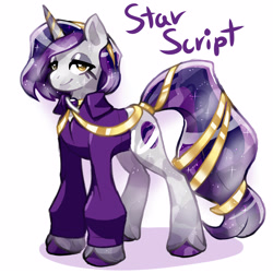 Size: 3000x3000 | Tagged: safe, artist:poole, imported from derpibooru, oc, oc only, oc:star script, crystal pony, unicorn, crystal pony oc, simple background, solo, white background