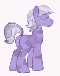 Size: 590x743 | Tagged: safe, artist:cottonsulk, imported from derpibooru, crystal pony, earth pony, pony, armor, butt, crystal guard, crystal guard armor, dock, eyes closed, male, pink background, plot, simple background, solo, stallion, tail