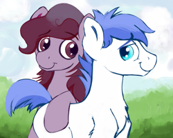 Size: 500x399 | Tagged: safe, artist:cottonsulk, imported from derpibooru, oc, oc only, oc:cottonsulk, earth pony, pony, chest fluff, duo, male, stallion