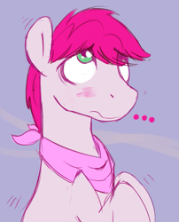 Size: 743x919 | Tagged: safe, artist:cottonsulk, imported from derpibooru, oc, oc only, oc:raspberry scents, earth pony, pony, blushing, male, solo, stallion