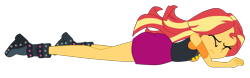 Size: 4822x1500 | Tagged: safe, artist:gmaplay, imported from derpibooru, sunset shimmer, human, equestria girls, equestria girls series, forgotten friendship, ass, bunset shimmer, butt, defeat, defeated, simple background, solo, transparent background