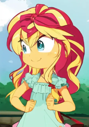 Size: 448x640 | Tagged: safe, edit, edited screencap, editor:luckreza8, imported from derpibooru, screencap, sunset shimmer, human, dance magic, equestria girls, spoiler:eqg specials, ai content, ai generated, female, generator:pinegraph