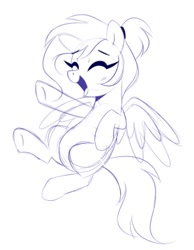 Size: 481x620 | Tagged: safe, artist:darkynez, imported from derpibooru, oc, oc only, pegasus, pony, eyes closed, happy, open mouth, open smile, simple background, sketch, smiling, solo, spread wings, white background, wings