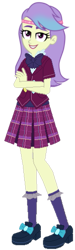 Size: 161x534 | Tagged: safe, artist:rainbowstarcolour262, imported from derpibooru, snow flower, human, equestria girls, bowtie, bracelet, clothes, crossed arms, crystal prep academy uniform, female, headband, jewelry, plaid skirt, pleated skirt, school uniform, shirt, shoes, simple background, skirt, smiling, socks, solo, transparent background