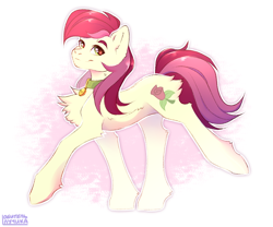 Size: 1200x1000 | Tagged: safe, artist:обитель лучика, imported from derpibooru, roseluck, earth pony, pony, butt fluff, chest fluff, collar, commission, commissioner:doom9454, cute, fluffy, pet tag, pony pet, rosepet, simple background, solo, white background