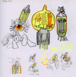 Size: 3500x3523 | Tagged: safe, artist:ja0822ck, imported from derpibooru, object pony, original species, pony, ponified, rule 85, solo, traditional art, vacuum tubes