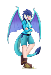 Size: 1519x2246 | Tagged: safe, artist:lordshrekzilla20, imported from derpibooru, princess ember, human, blushing, dragon tail, dragon wings, female, horn, horned humanization, humanized, simple background, solo, tail, tailed humanization, transparent background, winged humanization, wings