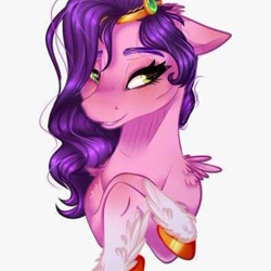 Size: 393x393 | Tagged: safe, artist:symphstudio, imported from derpibooru, pipp petals, pegasus, pony, adorapipp, bust, cute, g5, portrait, simple background, solo, white background