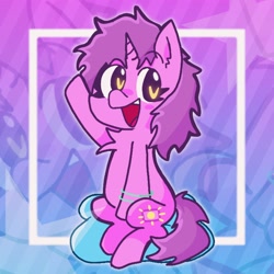 Size: 2048x2048 | Tagged: safe, artist:stariightglimmr, imported from derpibooru, oc, oc only, oc:sungaze, pony, unicorn, heart, heart eyes, looking at you, open mouth, open smile, smiling, solo, waving, waving at you, wingding eyes