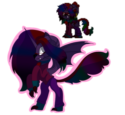 Size: 685x633 | Tagged: safe, artist:brybrychan, imported from derpibooru, oc, oc only, alicorn, bat pony, bat pony alicorn, pony, pony town, bat wings, clothes, duo, horn, rearing, simple background, transparent background, wings