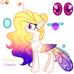 Size: 2048x2048 | Tagged: safe, artist:harmonyvitality-yt, imported from derpibooru, oc, oc only, oc:florentine sunrise, alicorn, changedling, changeling, changepony, hybrid, pony, alicorn oc, ethereal mane, eyelashes, horn, interspecies offspring, offspring, parent:princess celestia, parent:thorax, parents:thoralestia, simple background, solo, starry mane, transparent background, wings