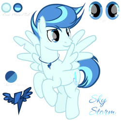 Size: 1280x1280 | Tagged: safe, artist:harmonyvitality-yt, imported from derpibooru, oc, oc only, oc:sky storm, pegasus, pony, base used, ear piercing, earring, jewelry, looking back, male, necklace, offspring, parent:rainbow dash, parent:soarin', parents:soarindash, pegasus oc, piercing, rearing, simple background, smiling, solo, stallion, transparent background