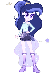 Size: 1536x2048 | Tagged: safe, artist:harmonyvitality-yt, imported from derpibooru, oc, oc only, oc:harmony vitality, human, equestria girls, base used, boots, clothes, eyelashes, female, hand on hip, high heel boots, shoes, shorts, simple background, smiling, solo, transparent background