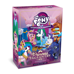 Size: 1280x1280 | Tagged: safe, artist:marybellamy, imported from derpibooru, princess cadance, princess celestia, princess luna, rarity, shining armor, alicorn, unicorn, 3d, board game, card game, carousel boutique, cute, female, game expansion, logo, male, mare, merchandise, official, simple background, smiling, stallion, transparent background