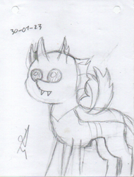 Size: 623x818 | Tagged: safe, artist:alejandrogmj, imported from derpibooru, oc, oc only, unnamed oc, changeling, changeling oc, fangs, sketch, solo, traditional art