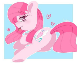 Size: 480x398 | Tagged: safe, artist:kojarmax, imported from derpibooru, oc, oc only, oc:annisa trihapsari, earth pony, pony, :p, adorasexy, annibutt, bedroom eyes, blue background, butt, cute, earth pony oc, female, heart, long hair, looking at you, mare, needs more jpeg, plot, sexy, simple background, smiling, smiling at you, solo, tongue out