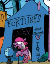 Size: 242x310 | Tagged: safe, artist:andypriceart, idw, imported from derpibooru, earth pony, pony, zen and the art of gazebo repair, spoiler:comic, spoiler:comic10, background pony, cane, clothes, crystal ball, elderly, female, fortune teller, mare, unnamed character, unnamed pony