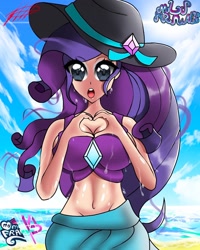 Size: 1080x1350 | Tagged: safe, artist:mlp-france-yt, imported from derpibooru, rarity, human, beach, breasts, busty rarity, cleavage, clothes, female, humanized, solo, swimsuit