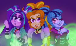 Size: 2500x1500 | Tagged: safe, artist:doodleeartz, imported from derpibooru, adagio dazzle, aria blaze, sonata dusk, human, equestria girls, female, lips, lipstick, trio